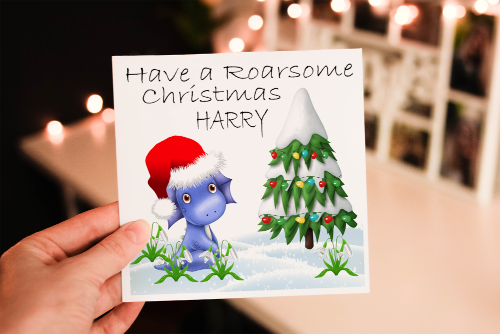 Dinosaur Christmas Card, Cute Dinosaur Christmas Card - Click Image to Close